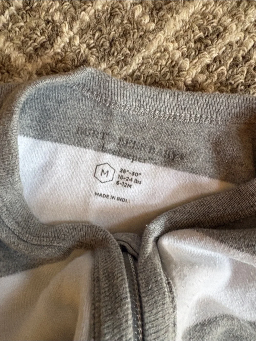 Kids Striped Gray & White Sleep Sack with Front Zipper (Size Medium)